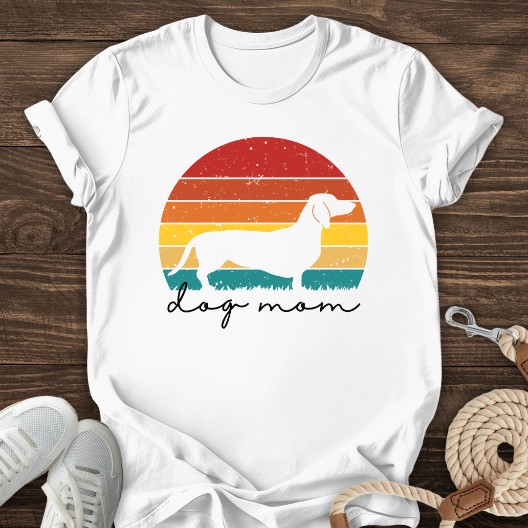 Retro Dachshund Dog Mom Tee