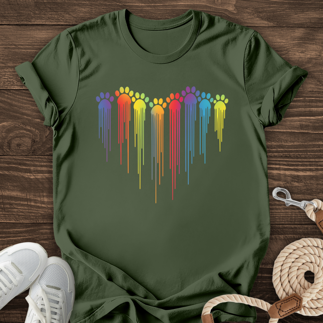Rainbow Paw Drip Tee