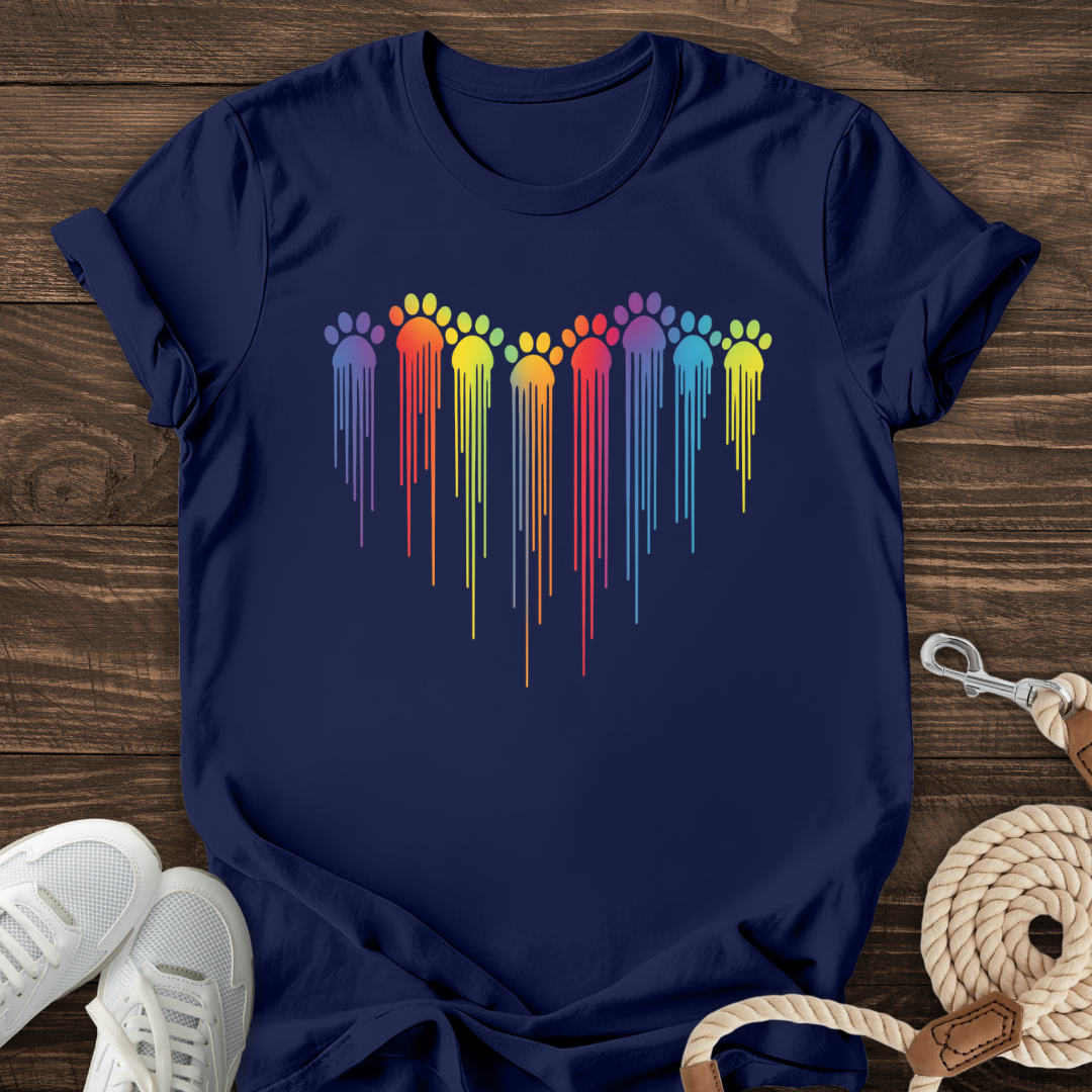 Rainbow Paw Drip Tee