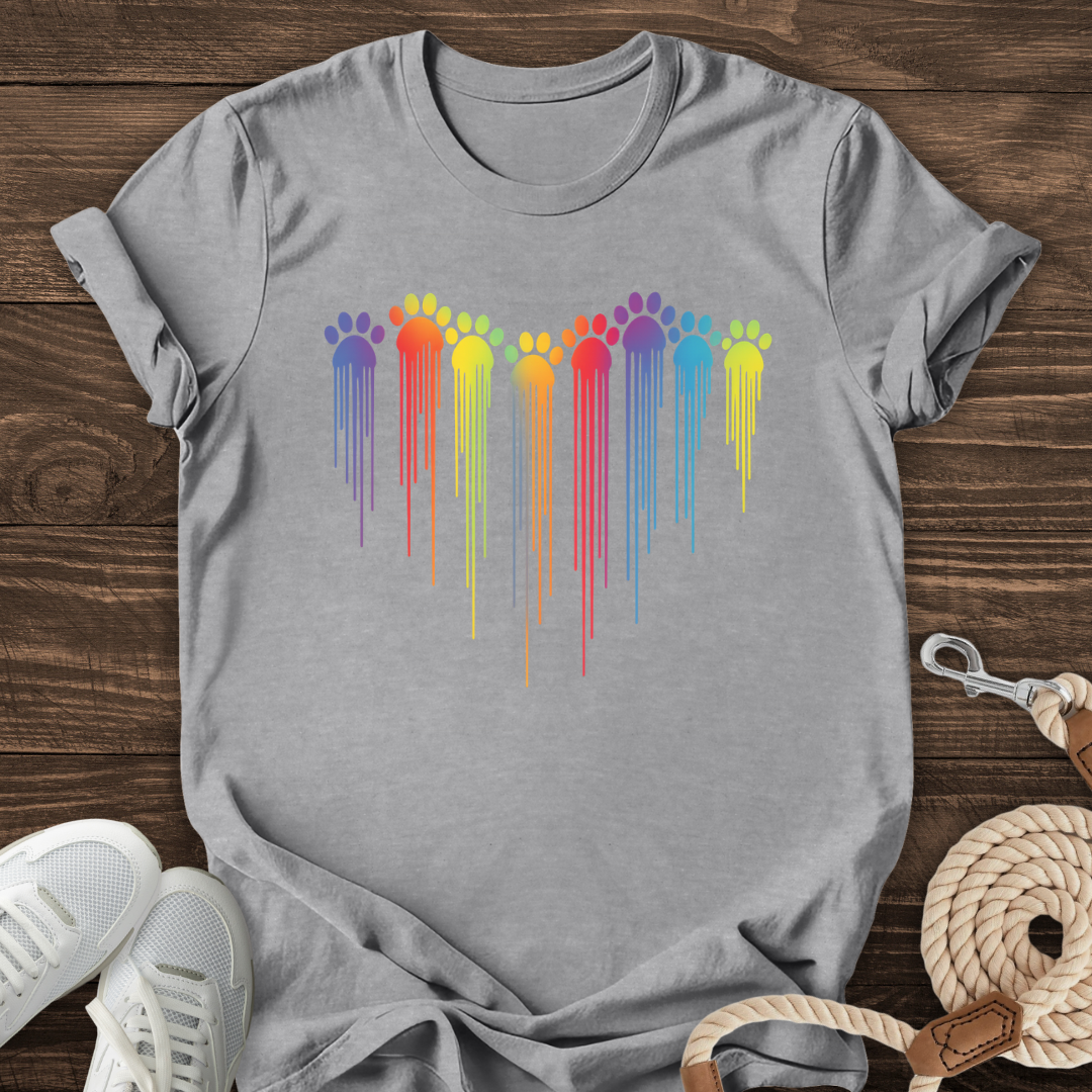 Rainbow Paw Drip Tee