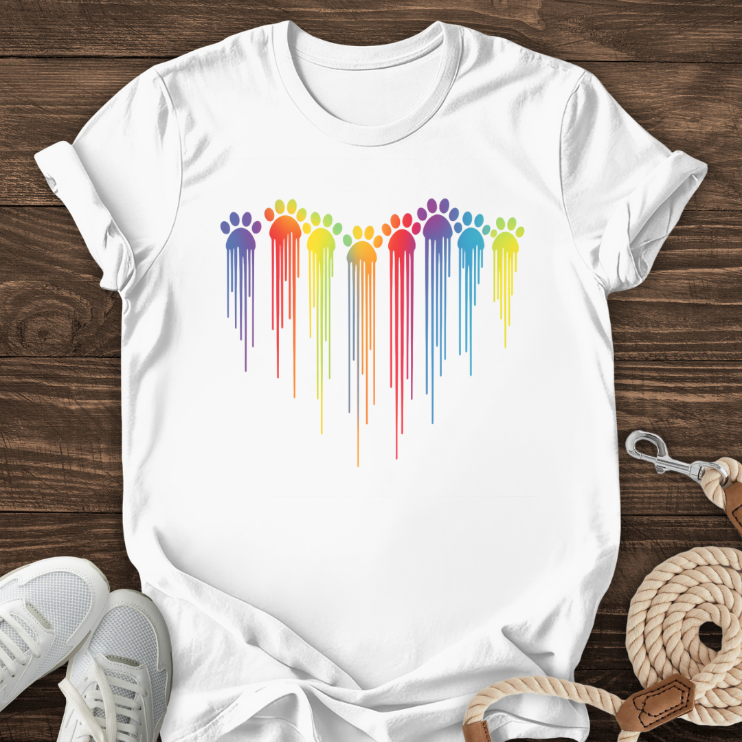 Rainbow Paw Drip Tee